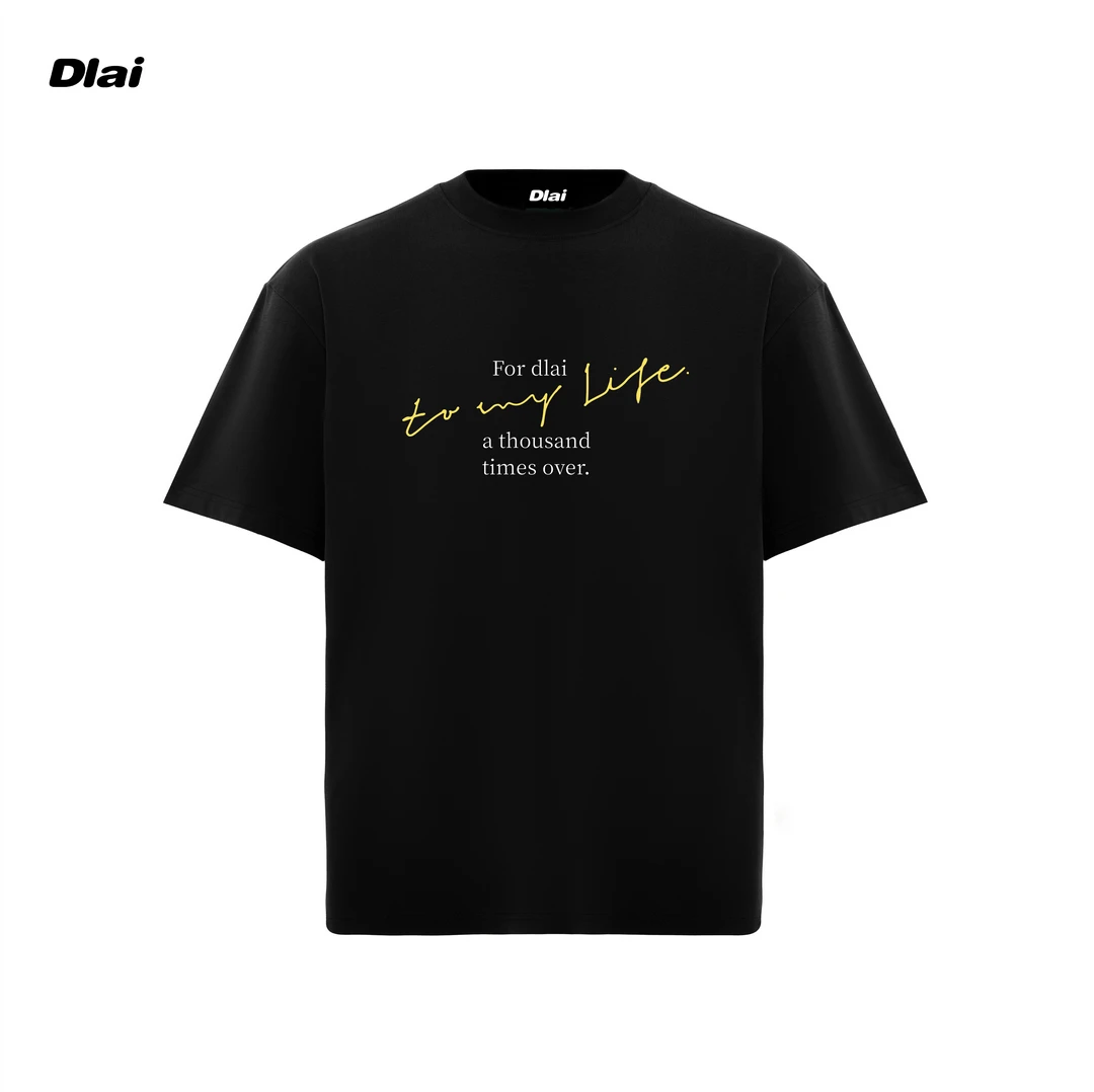 DLAI（签名logo）国潮重磅纯棉男女同款t恤美式短袖25新款胶浆