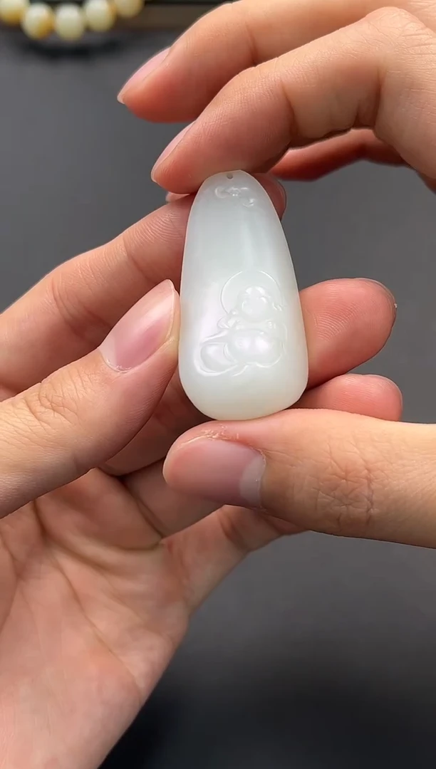 未镶嵌手串和田玉且末天泰白玉佛公微色差