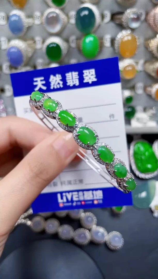 银S925镶嵌手镯翡翠389