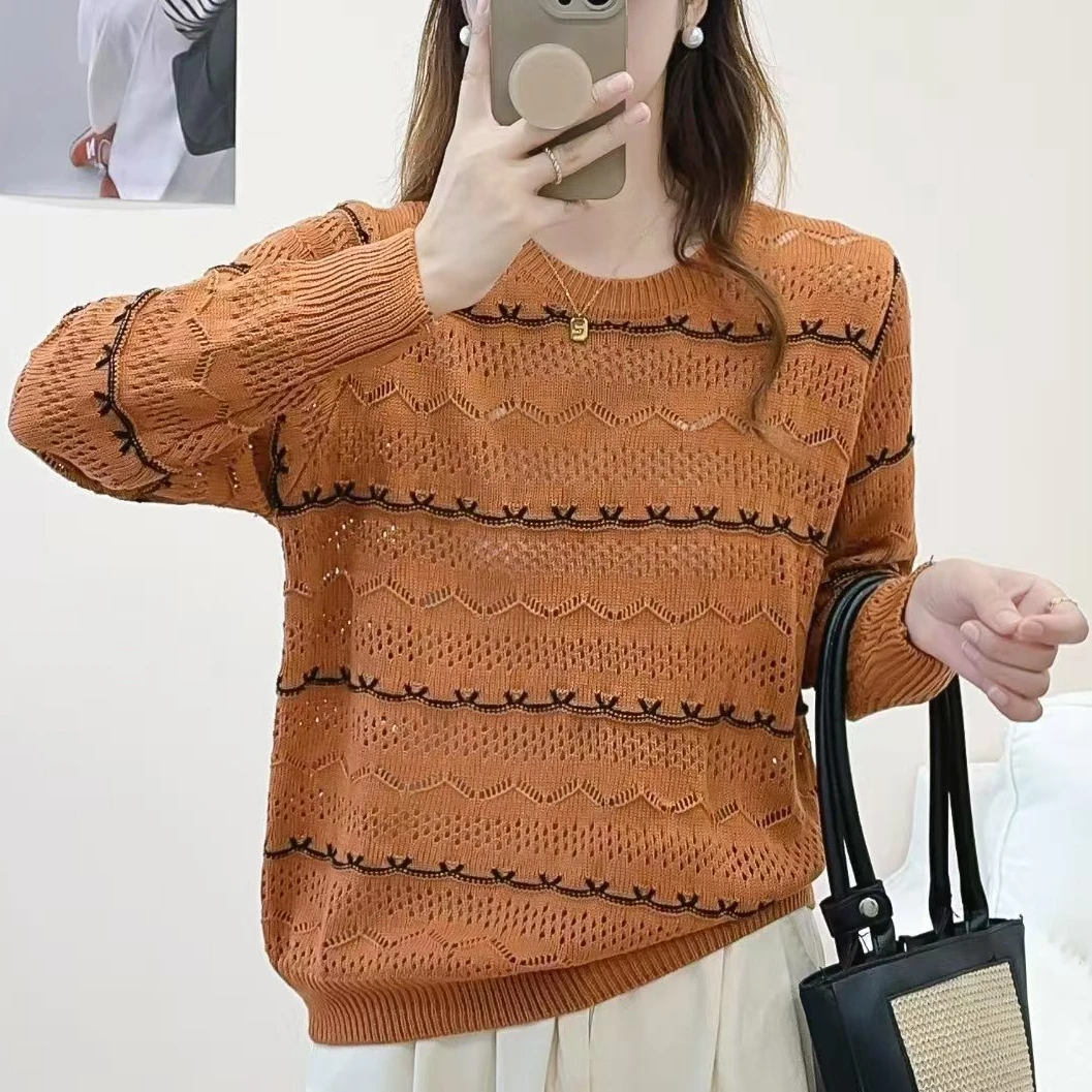 351#拼色长袖针织衫显瘦时尚百搭圆领1 29