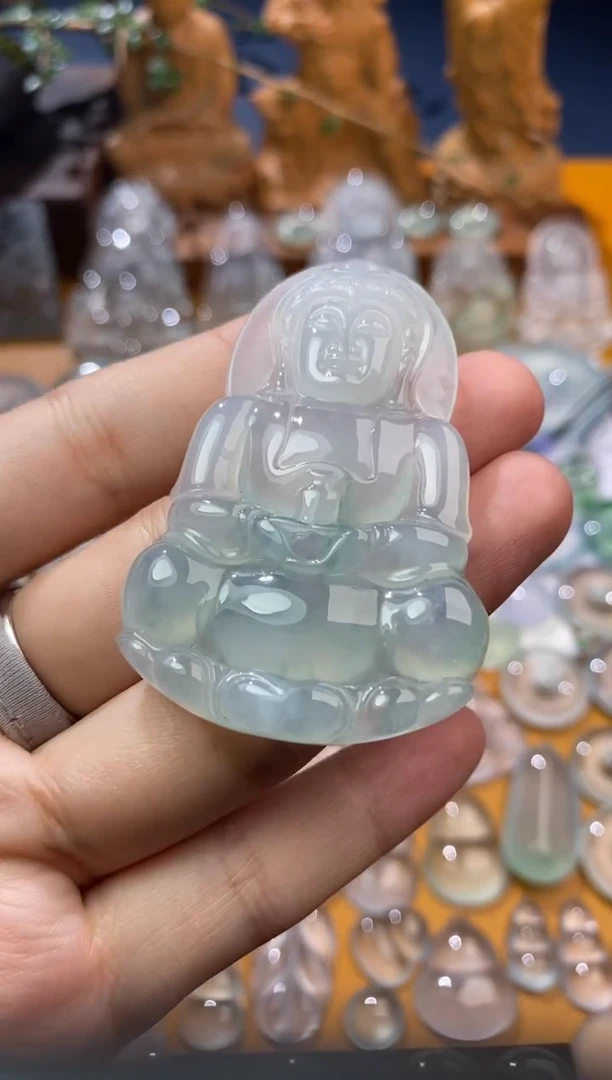 【闪购商品】定制翡翠未镶嵌观音15.2*37.2*6.2