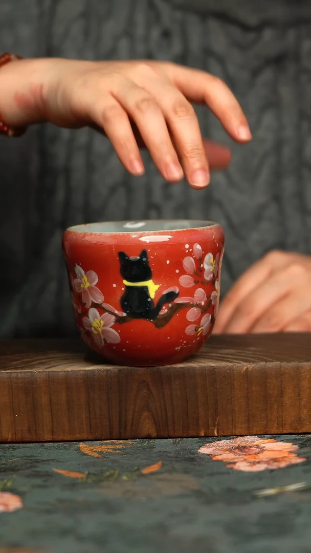 杯釉下彩手工手绘同款陶器