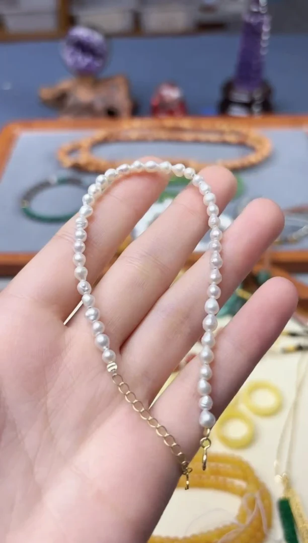 银S925镶嵌手链淡水珍珠s925银珍珠手链YX