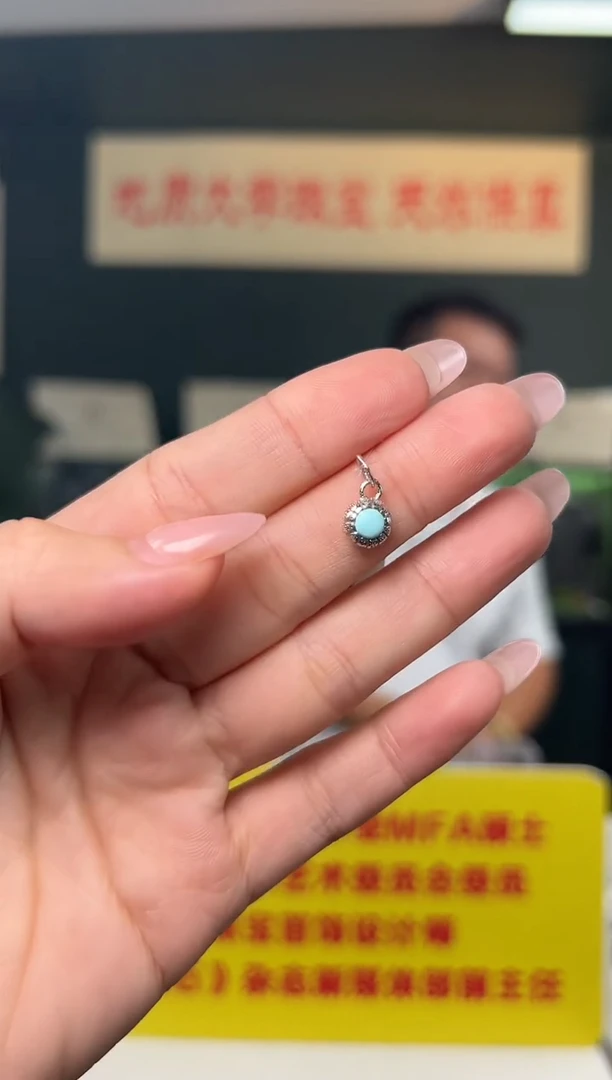银S925镶嵌绿松石颈饰绿松石南瓜吊坠配件S925银