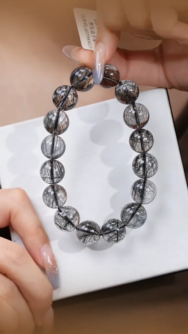 水晶手串未镶嵌黑发晶手串13m+M51244X 宋