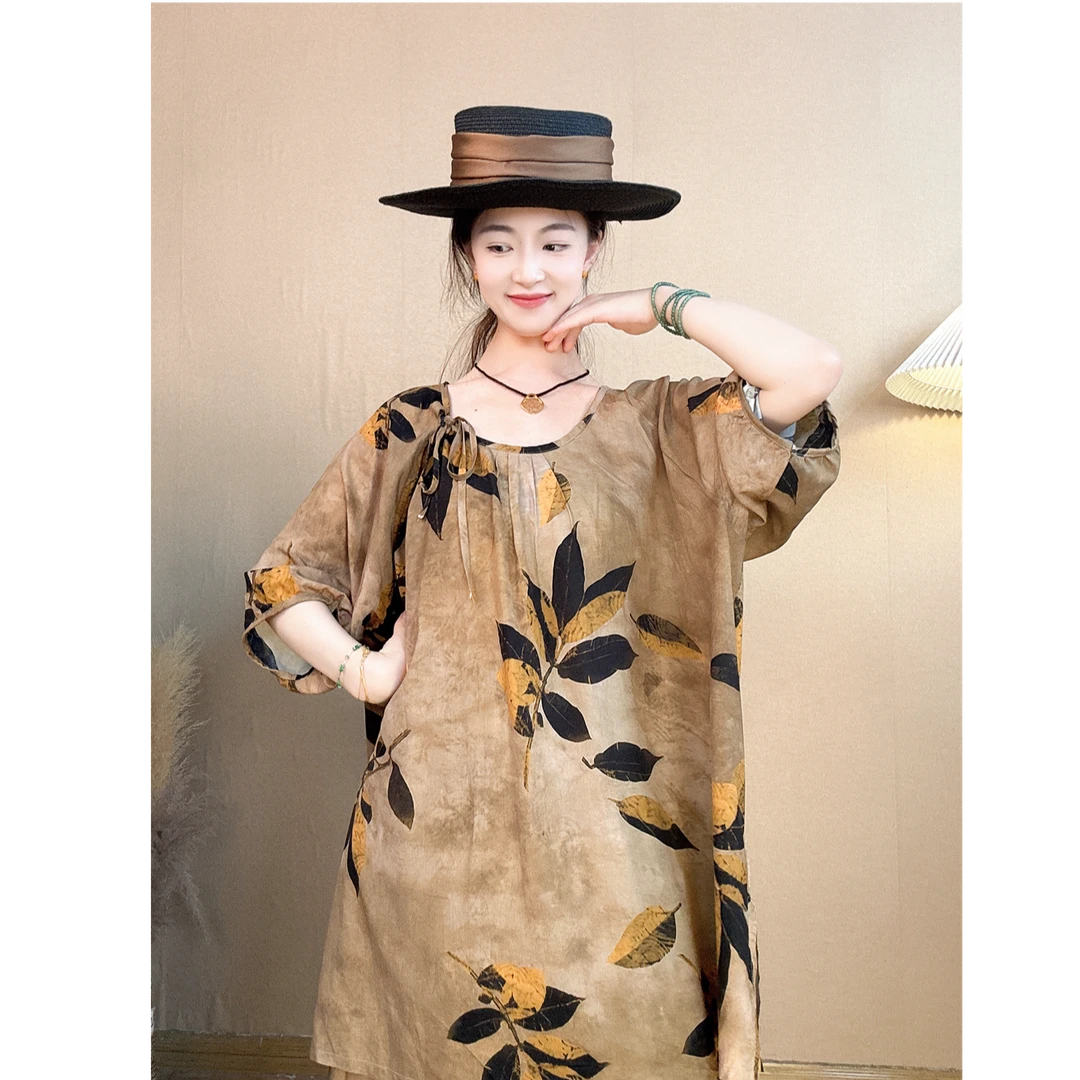 尤莱特夏季禅意新中式中国风压花斜襟上衣半身裙套装大码宽松女