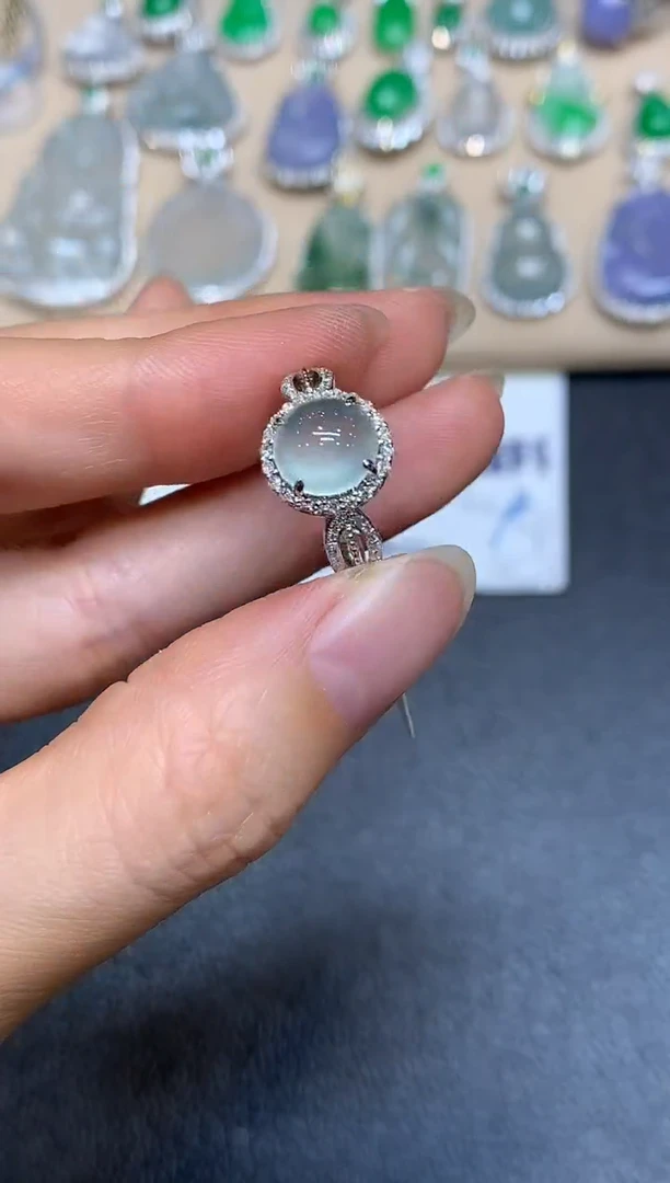 18K金镶嵌戒指翡翠【24小时鉴赏期】蛋面【无服务费