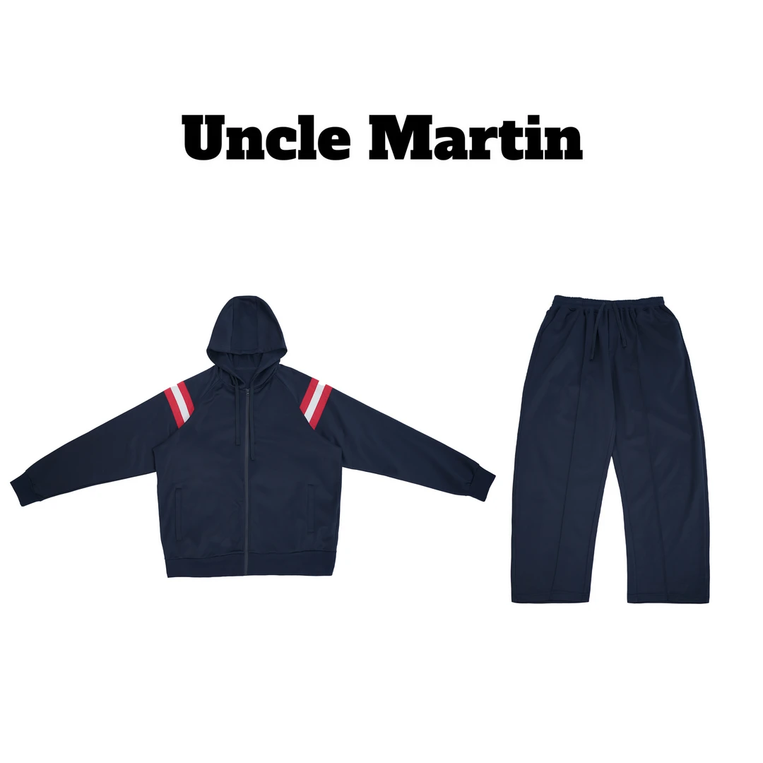 马丁叔叔  25春款休闲运动连帽开衫拼接卫衣套装 101