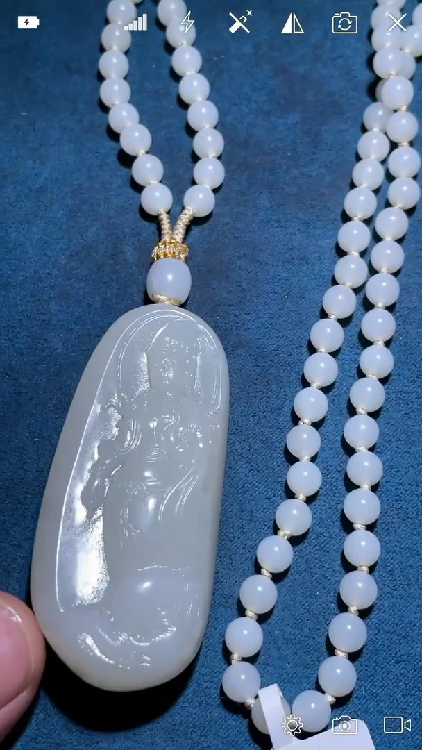 未镶嵌和田玉挂件BH1611 普贤菩萨吊坠 带珠链