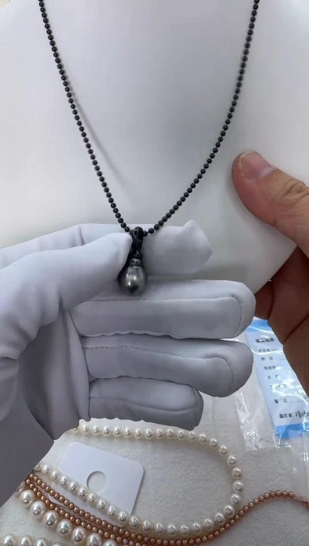 【闪购商品】海水珍珠套链银S925镶嵌大溪地吊坠 编号66