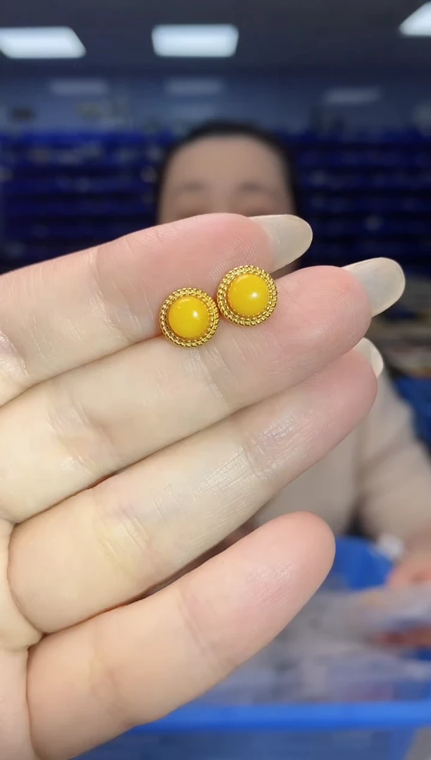 【闪购商品】琥珀裸石银S925镶嵌EZ4787