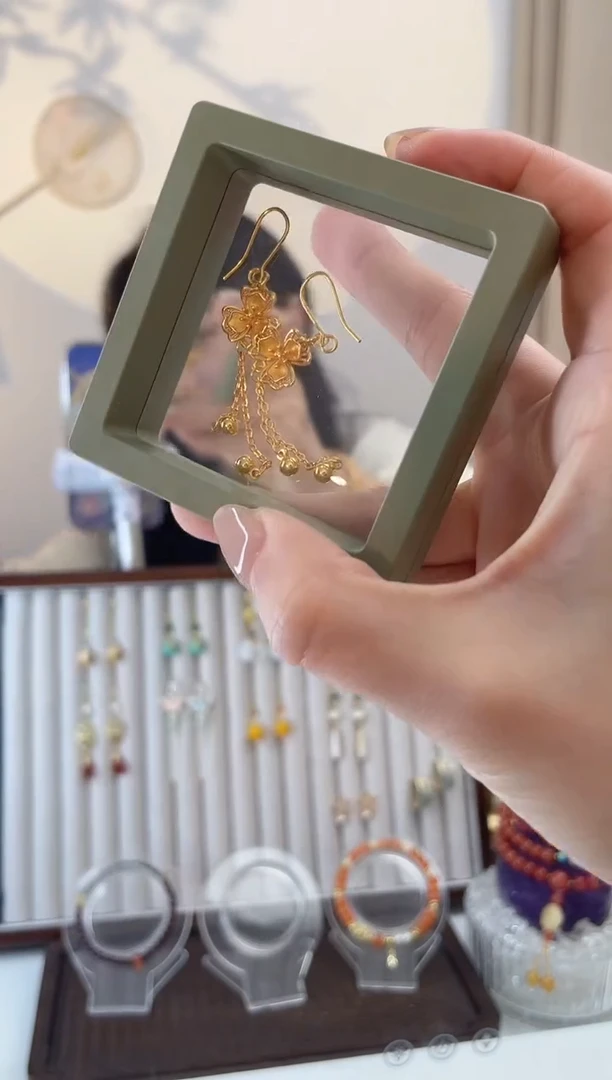 铜合金合金无金色小花耳饰