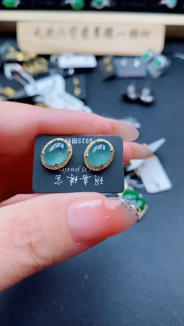 银S925镶嵌戒指翡翠1