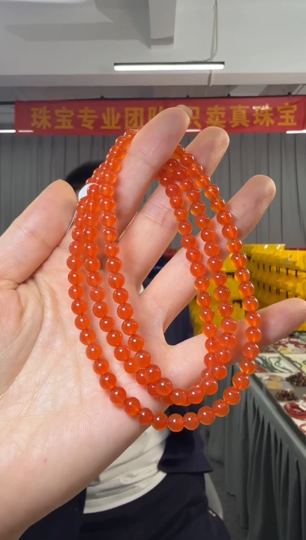 项链未镶嵌南红玛瑙高品冰红南红玛瑙项链约5.5-6mm