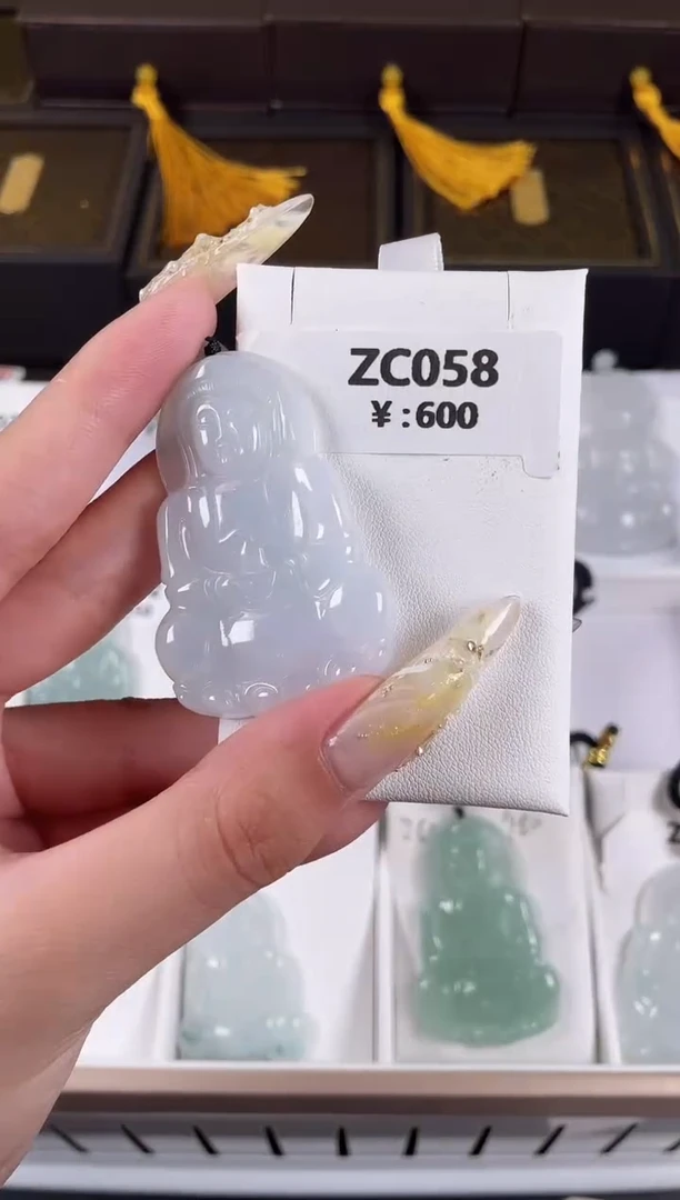 颈饰未镶嵌翡翠ZC058冰观音+孤品+送同款绳子