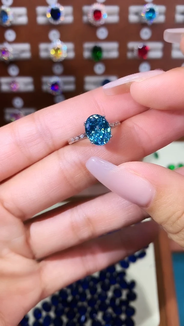 银S925镶嵌戒指碧玺810白鸟巢切