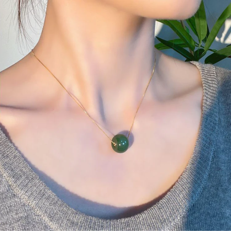 【珊木居】S520TZ 江南春 辣阳绿和田玉吊坠带链 赠链