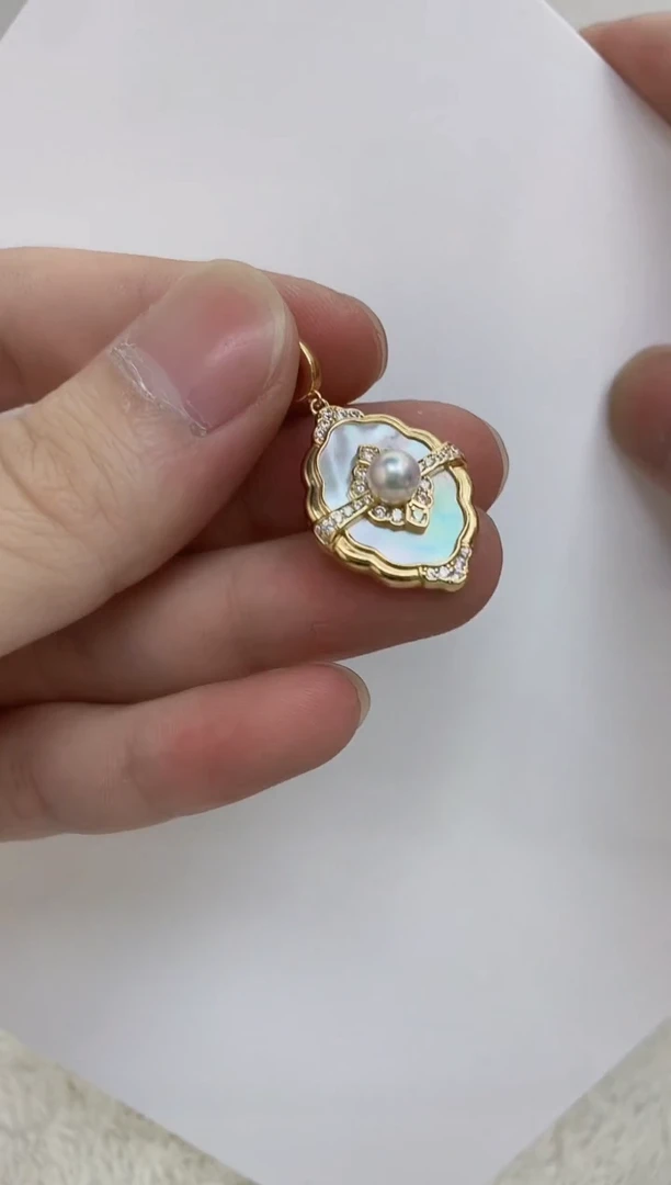 海水珍珠银S925镶嵌颈饰