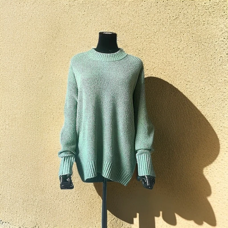 【旺角名品购B9】丁达尔穿搭秋冬套头圆领保暖纯色女士纯色宽松毛衣