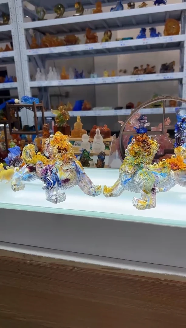 琉璃手工艺品大貔貅一对