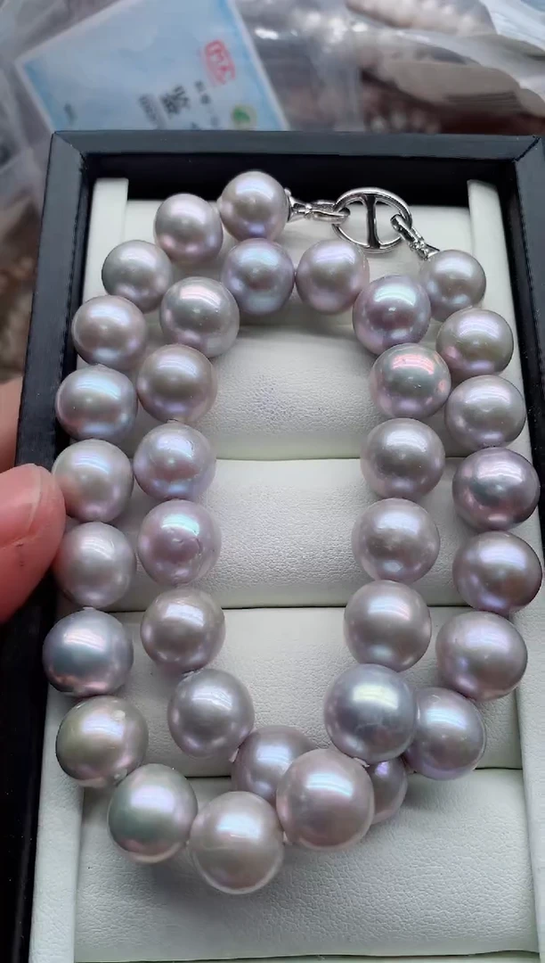 项链银S925镶嵌淡水珍珠，非无暇