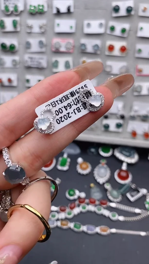 银S925镶嵌戒指翡翠0