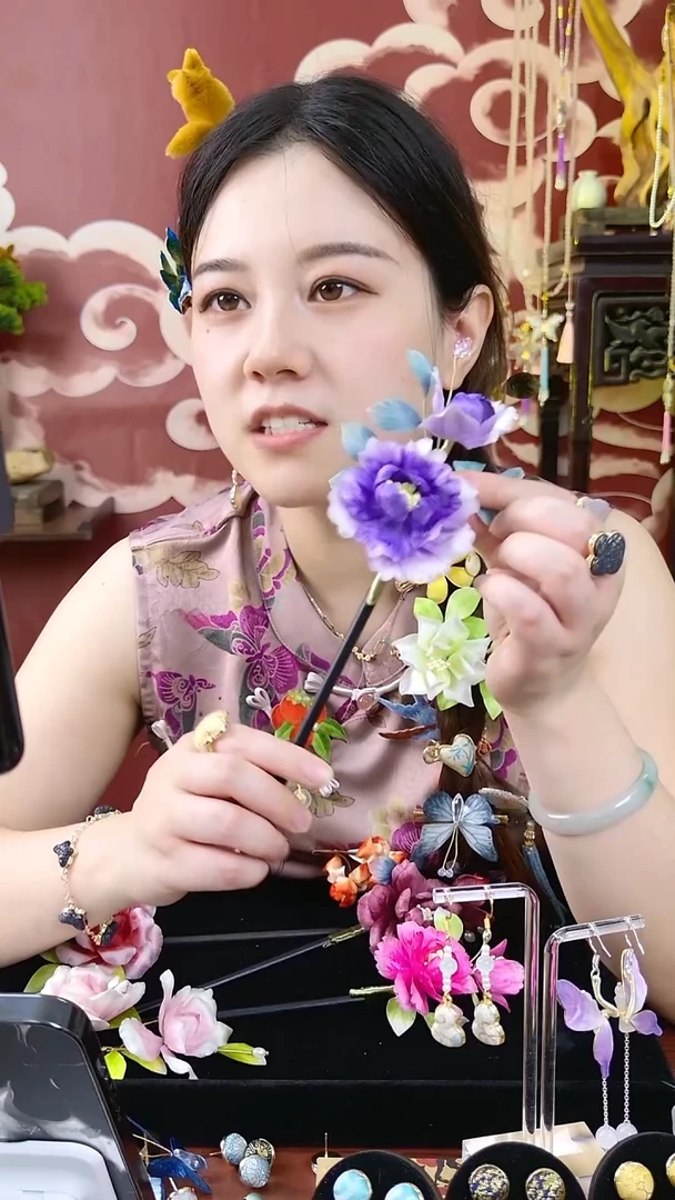 刺绣宋锦绒花002