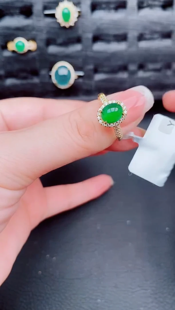 翡翠戒指银S925镶嵌天然a货翡翠116
