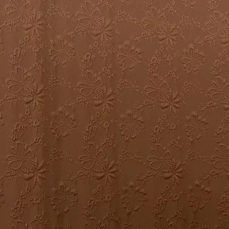 【咖色花朵浮雕提花面料】连衣裙旗袍汉服袄面裤子面料
