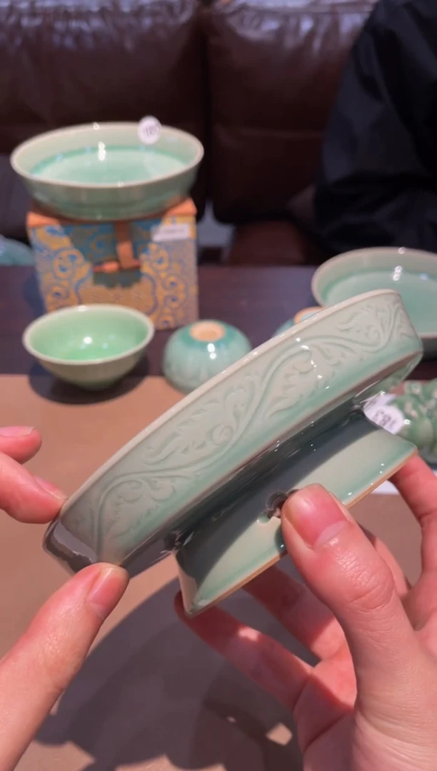 186窑承青瓷半刀高足壶承