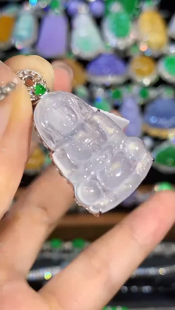 吊坠(不含链)18K金镶嵌翡翠X2144多样性发其一