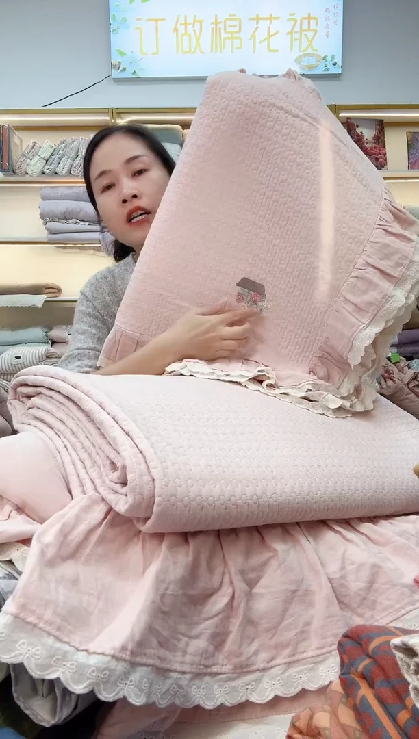 棉纱布棉床盖三件套