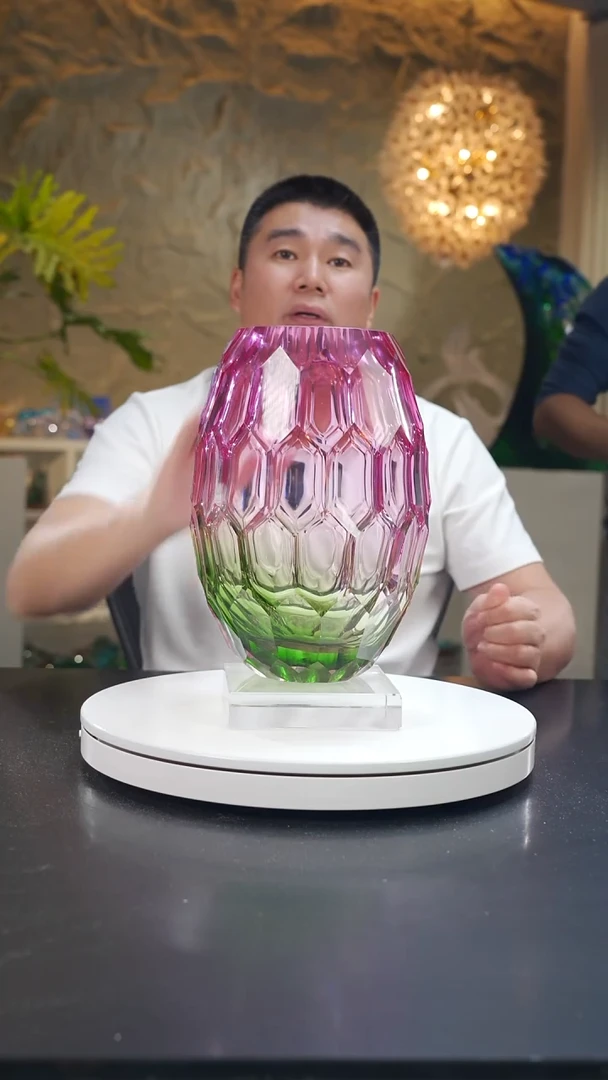 琉璃金红绿凹面花器