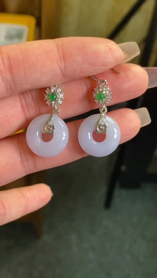 颈饰银S925镶嵌翡翠净货16399