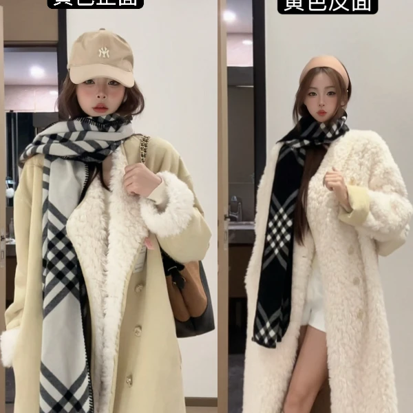 2025新款高级双面穿显瘦保暖女装毛毛外套时尚保暖毛绒毛呢外套