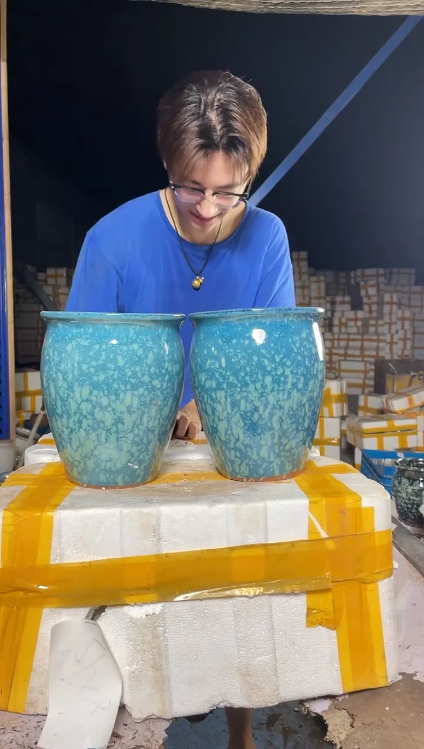 紫砂花盆宜兴紫砂粗陶花盆17*24