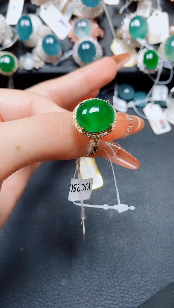 银S925镶嵌戒指翡翠翡翠