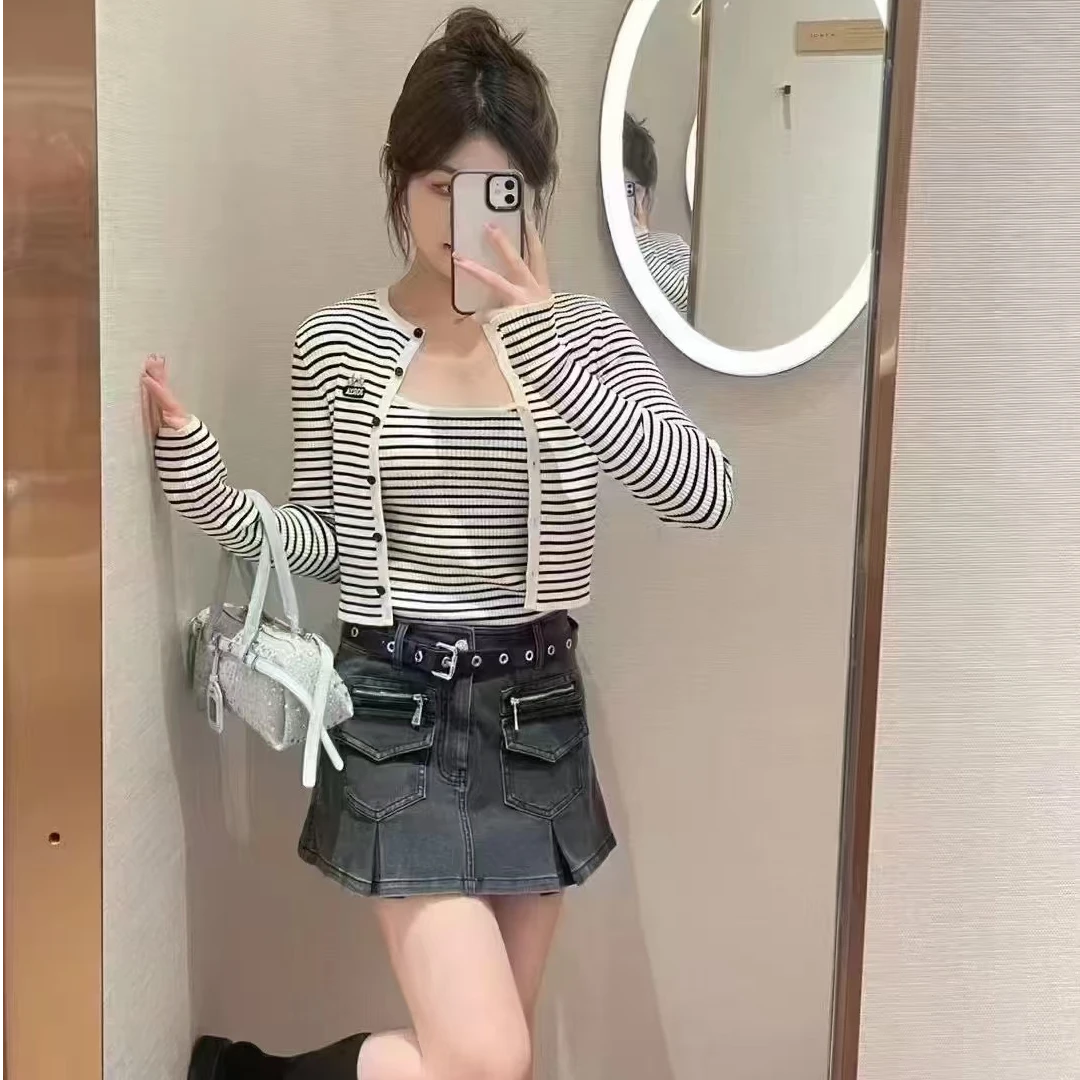 针织衫吊带两件套2025春季新款简约通勤百搭圆领开衫上衣女小个子