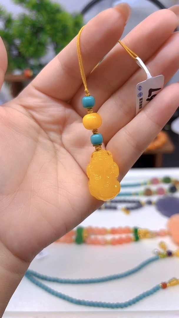 蜜蜡套链未镶嵌手机挂T67