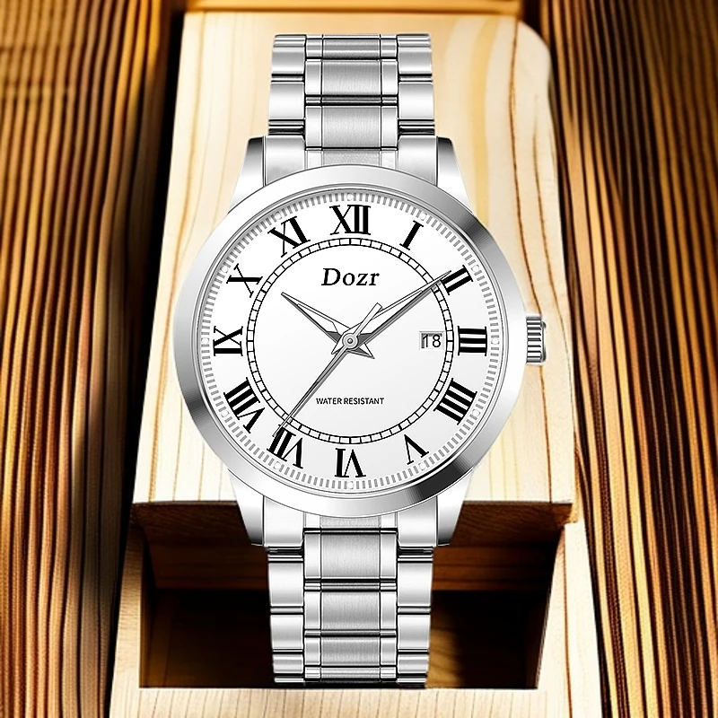 【花都云仓现场拆箱检验】全新夜光防水DO白盘蝶菲商务手表ZR-7