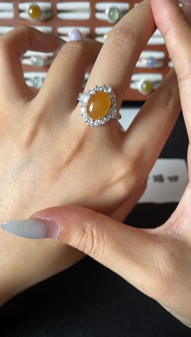 翡翠戒指银S925镶嵌一物一证一礼盒