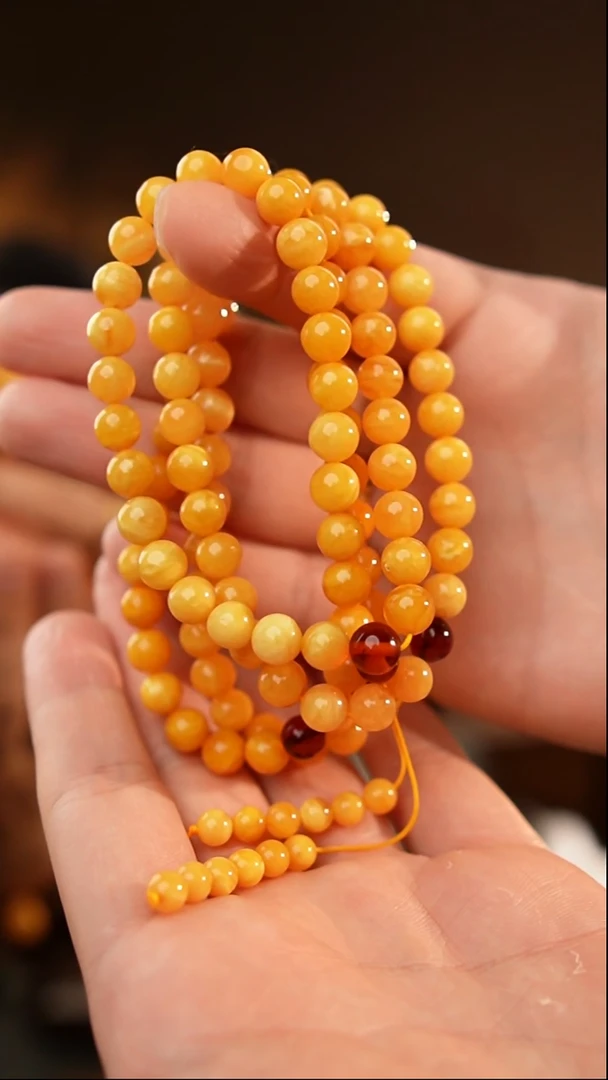 琥珀颈饰未镶嵌7+蜜蜡108