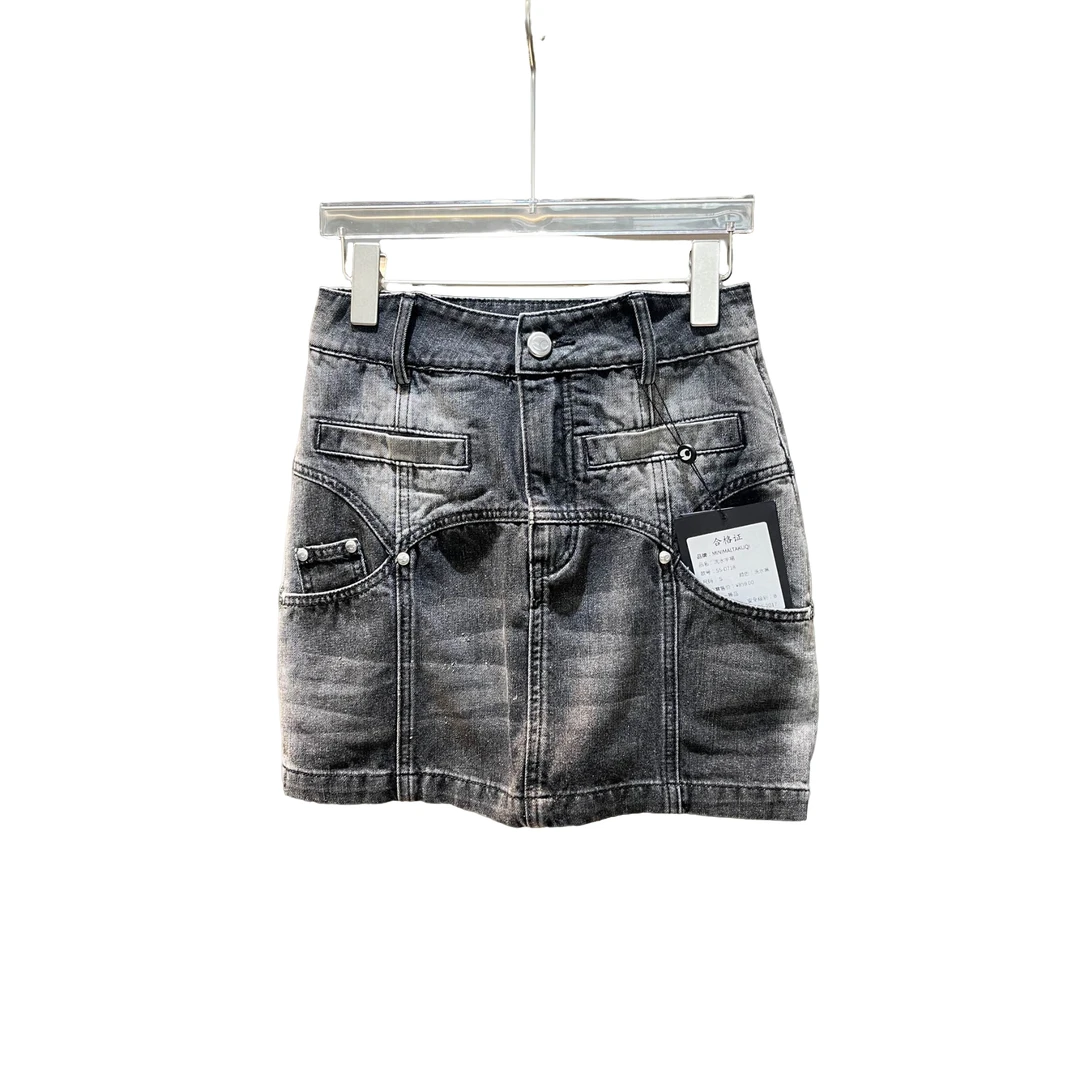 南油小众设计师新品水洗牛仔短裙