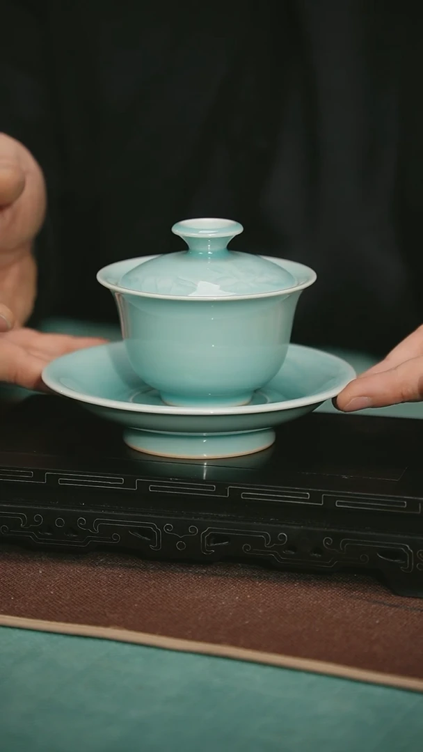 【闪购商品】127-1粉青三才盖碗粉青色