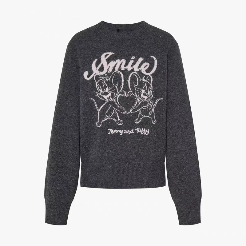 2130摩毛衣针织衫2025秋新品猫和老鼠联名系列绵羊毛烫钻