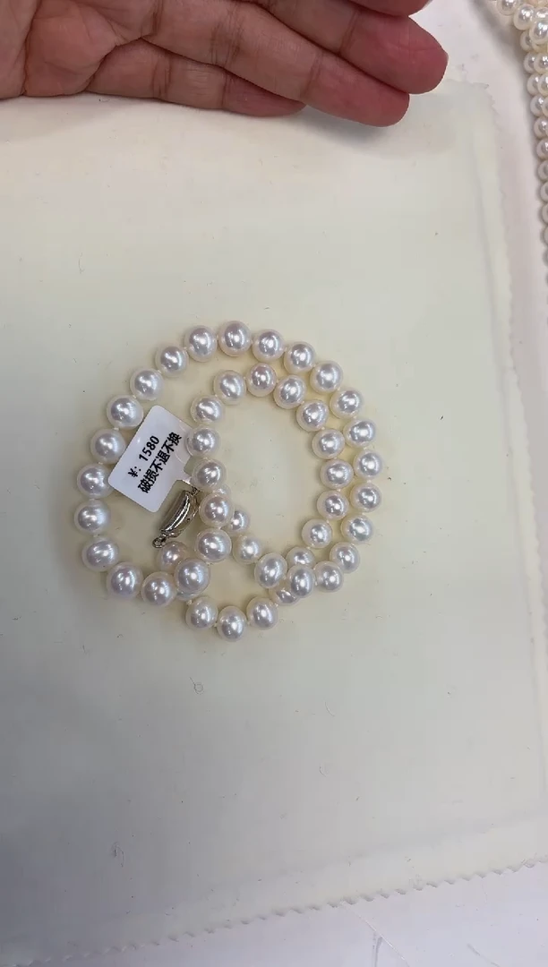 【闪购商品】淡水珍珠颈饰银S925镶嵌8.5-9.5mm无核白珠项链