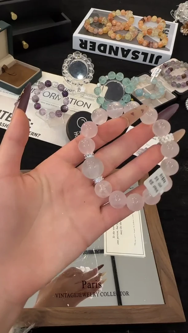 合金手链水晶粉水晶x3669