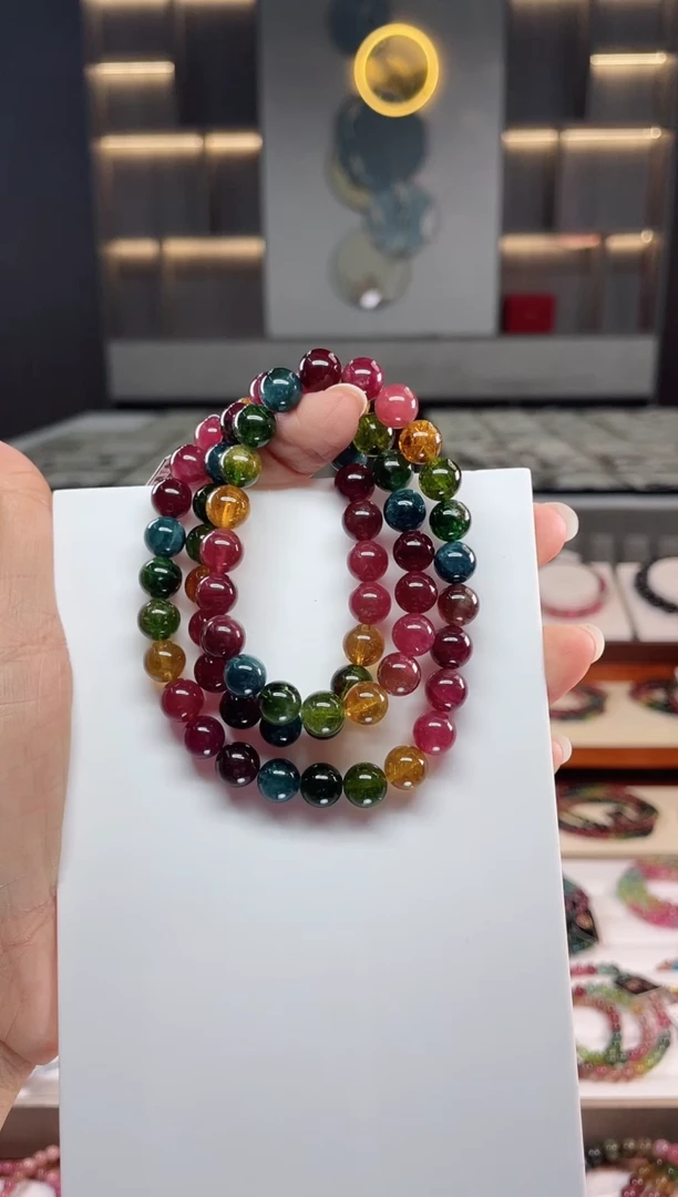 未镶嵌老矿碧玺三圈手串8mm+碧玺（多样性发一条）Q