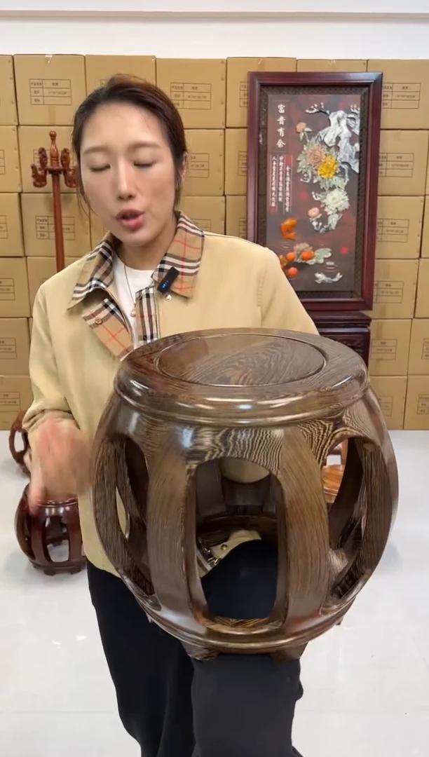 鸡翅木类家具1张鸡翅木小号鼓凳