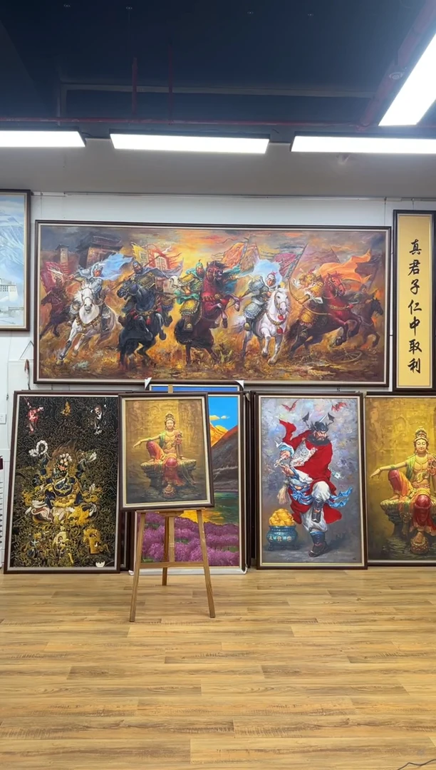 油画用****3鸿运当头办公室客厅茶室玄关家居挂画挂画油画版画